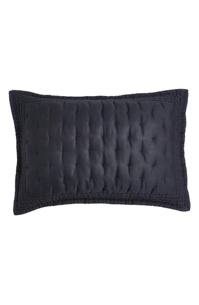 Shop Donna Karan Essential Lyocell & Silk Tack Stitch Sham In Black