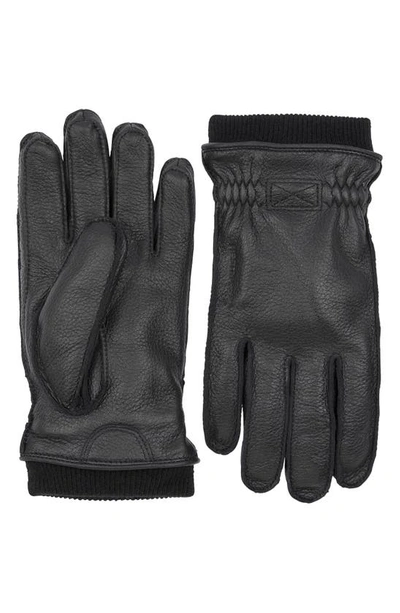 Shop Hestra Malte Insulated Leather Gloves In Black