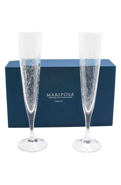 Mariposa Bellini Set Of 2 Bubble Champagne Flutes In Clear