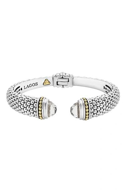 Shop Lagos Caviar Color Cuff In Silver/ White Topaz