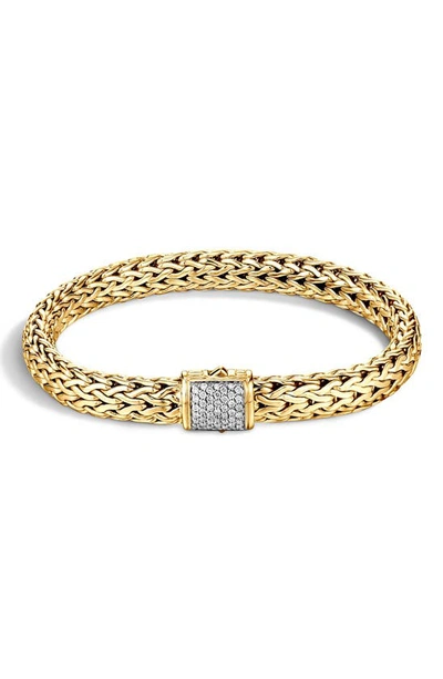 Shop John Hardy Classic Chain Diamond & 18k Gold Medium Bracelet In Gold/ Diamond