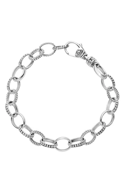 Shop Lagos Link Caviar Chain Bracelet In Silver