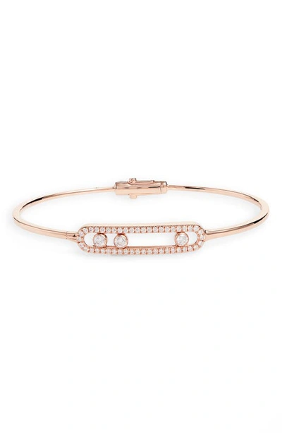 Shop Messika Move Pavé Diamond Bangle In Rose Gold