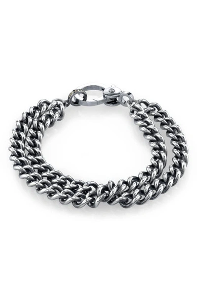 Shop Sheryl Lowe Double Curb Chain Bracelet In Sterling Silver