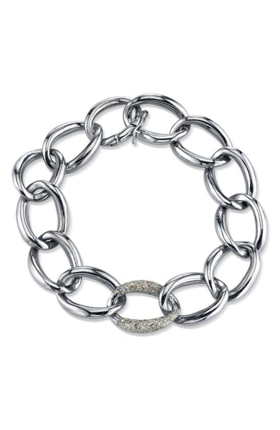 Shop Sheryl Lowe London Sterling & Diamond Link Bracelet In Sterling Silver