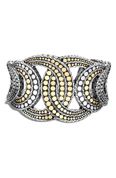 Shop John Hardy Dot 18k Gold & Silver Large Cuff In Silver/ Gold