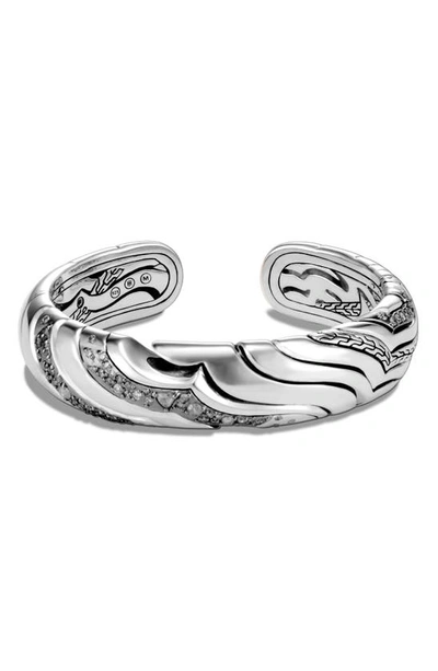 Shop John Hardy Lahar Small Diamond Kick Cuff In Silver/ Diamond