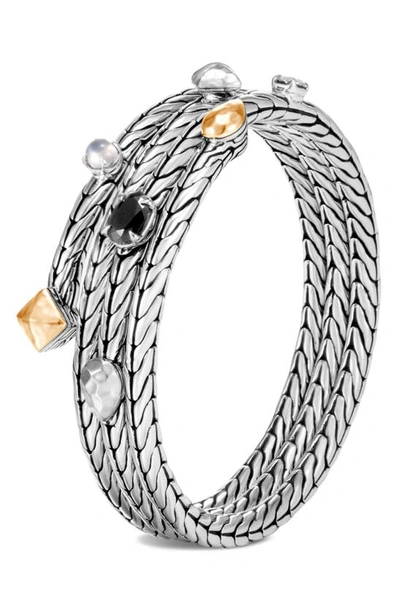 Shop John Hardy Classic Chain Hammered Triple Row Coil Bracelet In Silver/ Gold