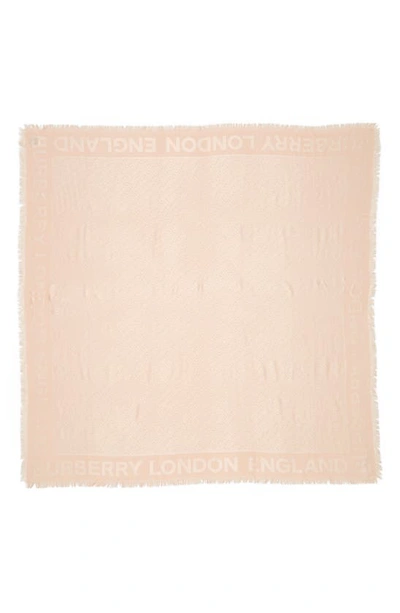 Shop Burberry Monogram Jacquard Silk & Wool Scarf In Rose Beige