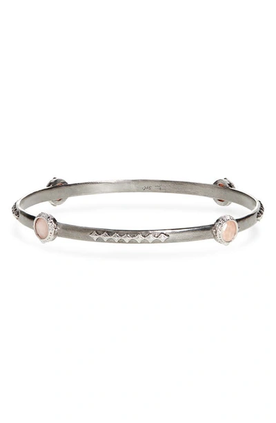 Shop Armenta New World Bezel Set Bangle In Peach And Silver