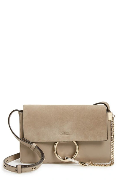 Shop Chloé Small Faye Leather Crossbody Bag In Motty Grey