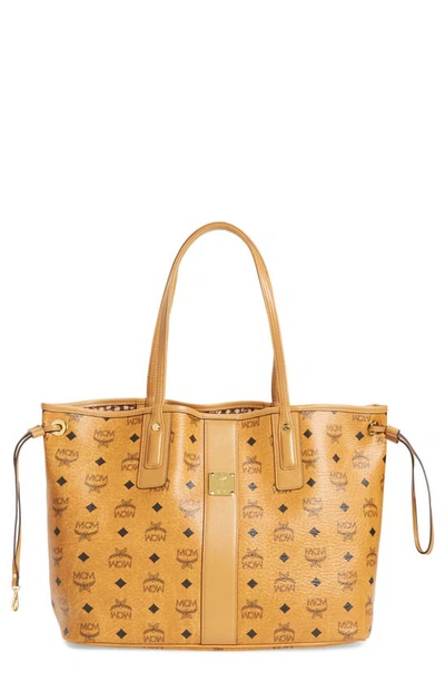 Shop Mcm Medium Liz Reversible Shopper In Cognac Brown