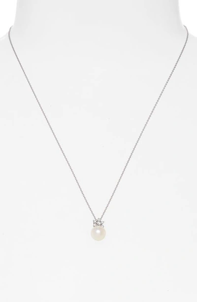 Shop Mikimoto Akoya Cultured Pearl & Diamond Pendant Necklace In White Gold