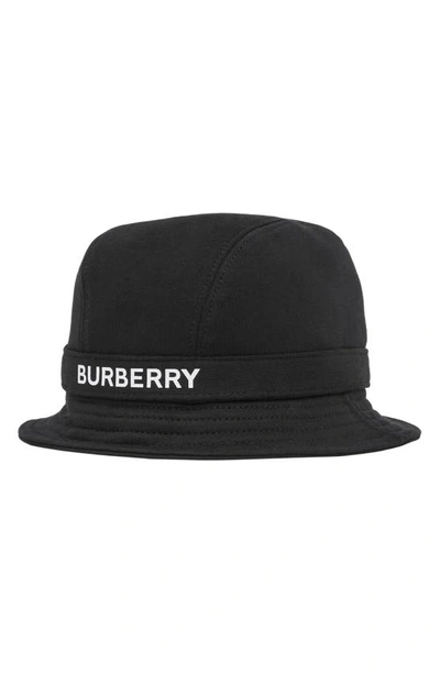 Shop Burberry Logo Band Jersey Bucket Hat In Black