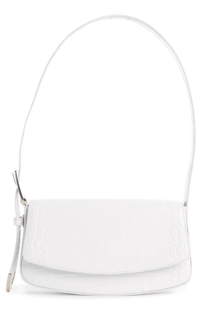 Shop Balenciaga Ghost Sling Croc Embossed Leather Shoulder Bag In White