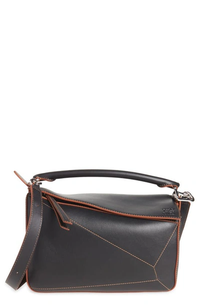 Shop Loewe Puzzle Soft Leather Bag In Black