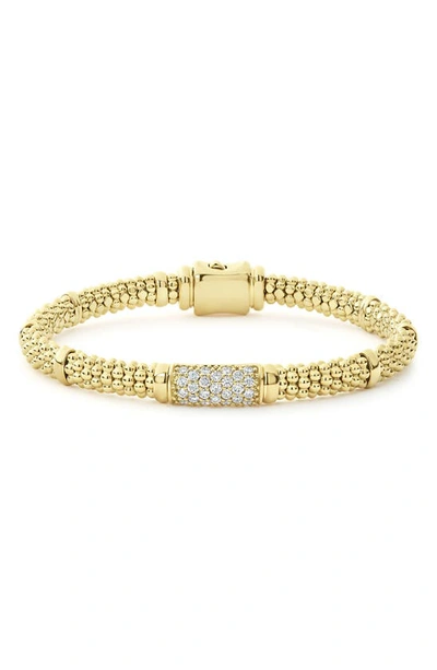 Shop Lagos Caviar Diamond Rope Bracelet In Gold