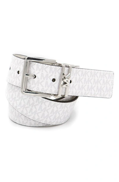 Kors Michael Kors Logo Reversible Leather Belt In Bright White | ModeSens