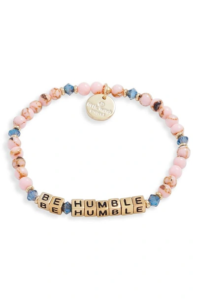 Shop Little Words Project Be Humble Beaded Stretch Bracelet In Pink