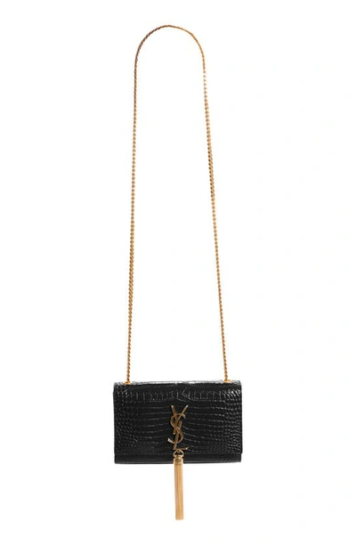 Saint Laurent 1000 Medium Sunset Croc-Embossed Shoulder Bag