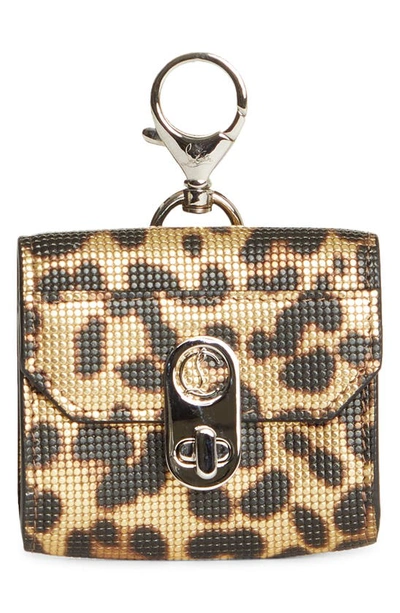 Shop Christian Louboutin Elisa Animal Print Leather Airpod Pro Case In Gold/ Silver