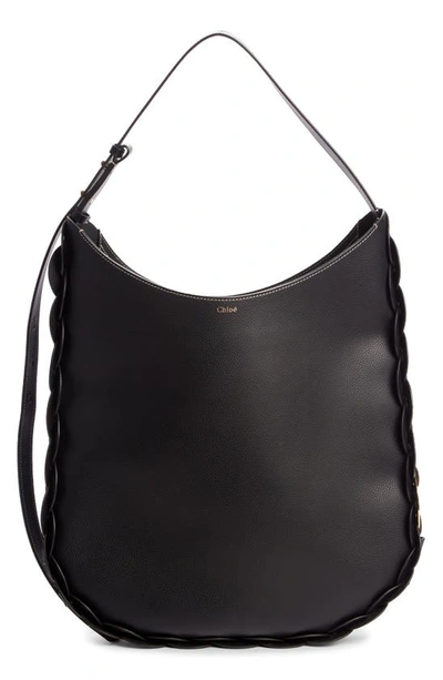 Shop Chloé Large Darryl Leather Hobo In Black