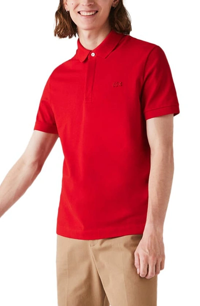 Shop Lacoste Paris Regular Fit Stretch Polo In Red