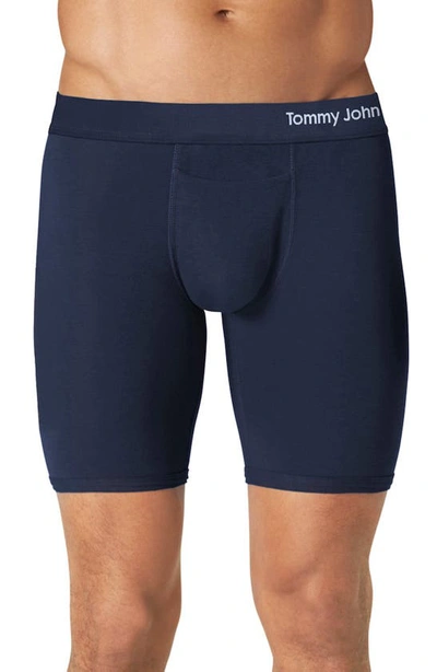 Shop Tommy John Cool Cotton 8-inch Boxer Briefs In Navy