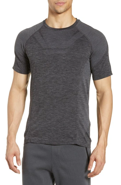 Shop Alo Yoga Amplify Seamless Technical T-shirt In Black Heather Dnu