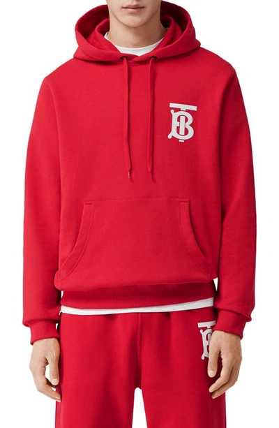 Shop Burberry London Tb Hoodie In Bright Red