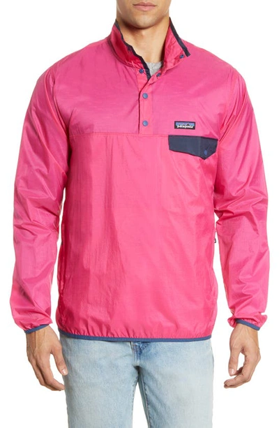 Shop Patagonia Houdini Regular Fit Quarter Snap Pullover In Ultra Pink