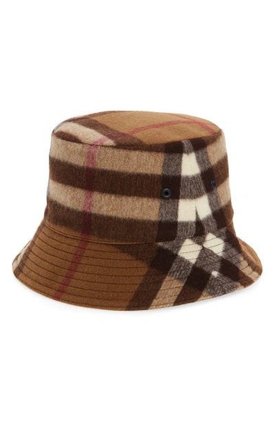 Shop Burberry Check Wool Bucket Hat In Dark Birch Brown