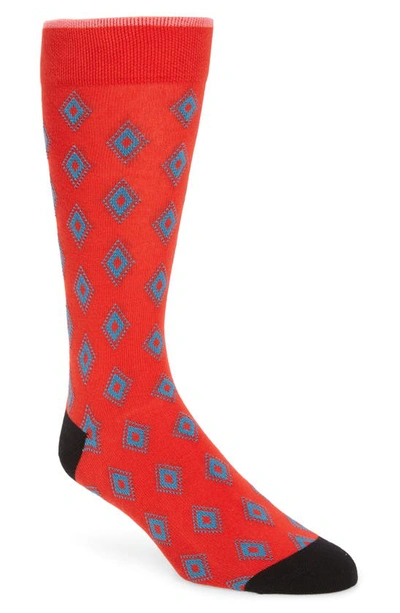 Shop Ted Baker Geometric Crew Socks In Red