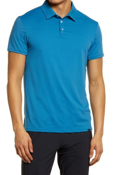 Shop Barbell Apparel Havok Stretch Solid Golf Polo In Steel Blue