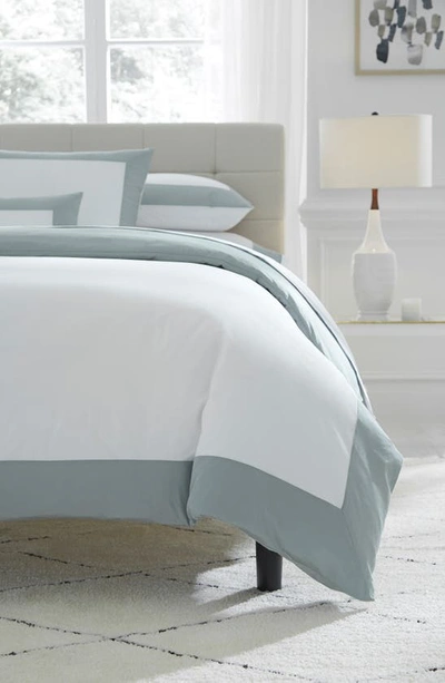 Shop Sferra Casida Duvet Cover In White/ Seagreen