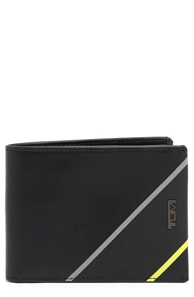 Shop Tumi Nassau Double Leather Wallet In Black/ Bright Lime