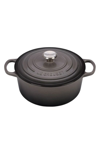 Shop Le Creuset Signature 5 1/2 Quart Round Enamel Cast Iron French/dutch Oven In Oyster