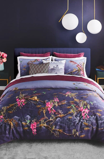 Shop Ted Baker Hibiscus Comforter & Sham Set In Dark Grey