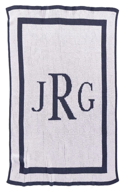 Shop Butterscotch Blankees 'classic Monogram' Personalized Stroller Blanket In White/ Navy