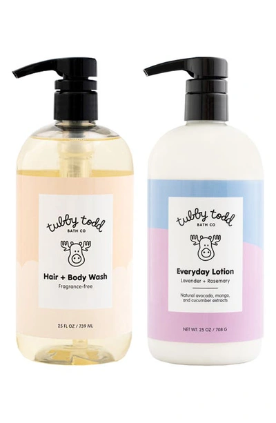 Shop Tubby Todd Bath Co. The Wash & Lotion Bundle In Fragrance Free/ Lavender Rosem