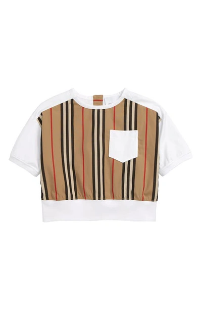 Shop Burberry Aisha Icon Stripe Cotton Top In White