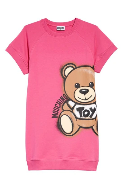 Shop Moschino Kids' Toy Bear Print Sweatshirt Dress In Azalea Pink