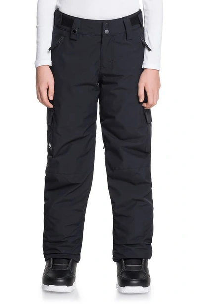 Shop Quiksilver Kids' Porter Waterproof Cargo Snow Pants In True Black