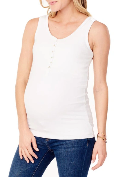 Shop Ingrid & Isabelr Ribbed Maternity/nursing Henley Tank In White