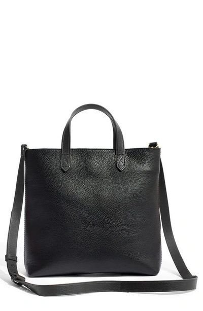 Shop Madewell Small Transport Leather Crossbody Tote In True Black