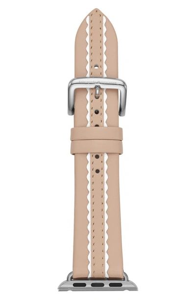 Shop Kate Spade Apple Watch® Strap, 42mm In Tan/ White