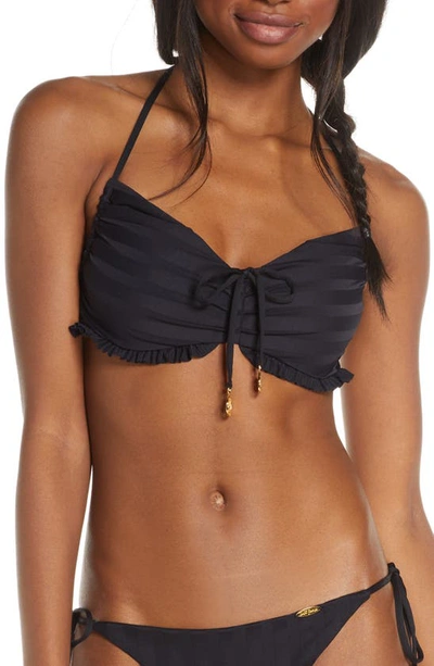 Shop Luli Fama Halter Bikini Top In Black