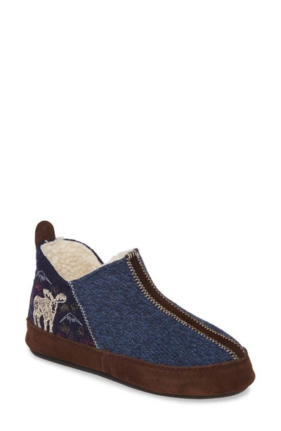 Shop Acorn 'forest' Bootie Slipper In Navy Moose Wool