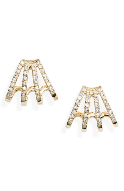 Shop Ef Collection Diamond Multirow Huggie Earrings In Yelllow Gold