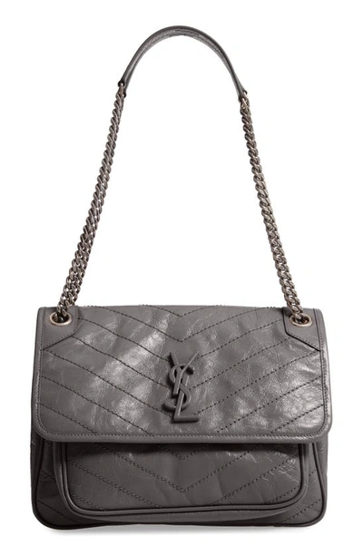 Shop Saint Laurent Medium Niki Leather Shoulder Bag In Pebble